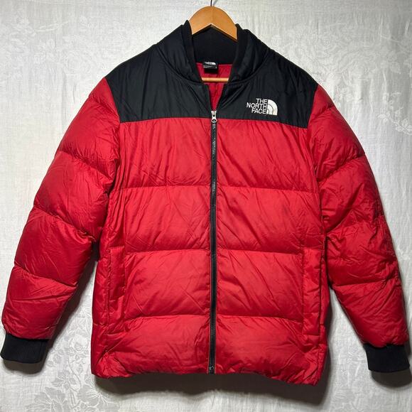 The North Face Puffer Coat Medium Red Down Filled 700 Nordic Jacket - Picture 1 of 11